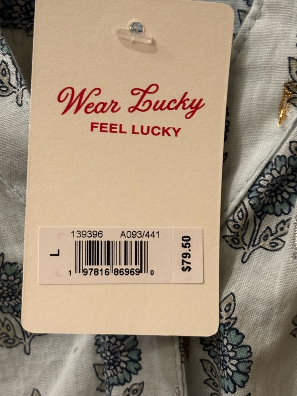 NWT Lucky Brand Light Blue Printed Button-Front Sleeveless Tank Size L - Picture 5 of 8